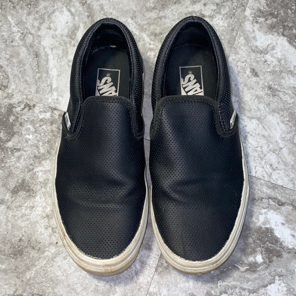 Vans Slip On Black Leather